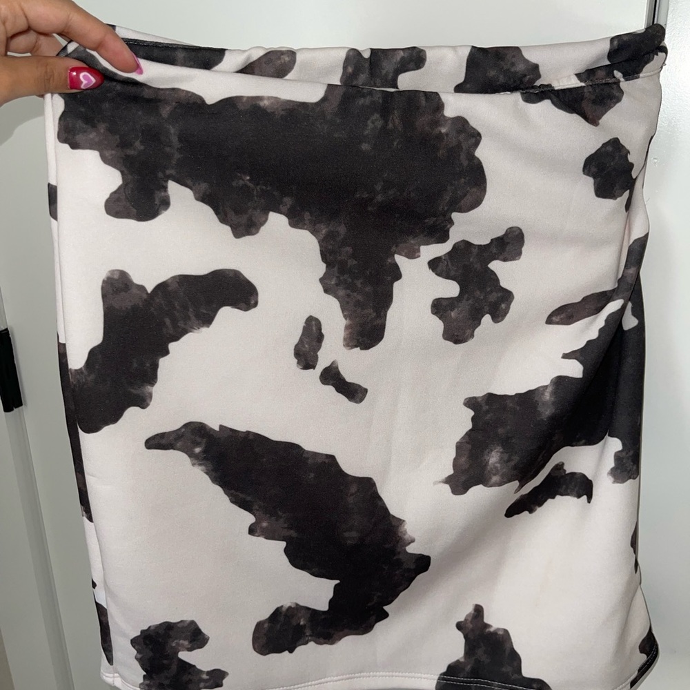 Black and White Cow Print Mini Pencil Skirt